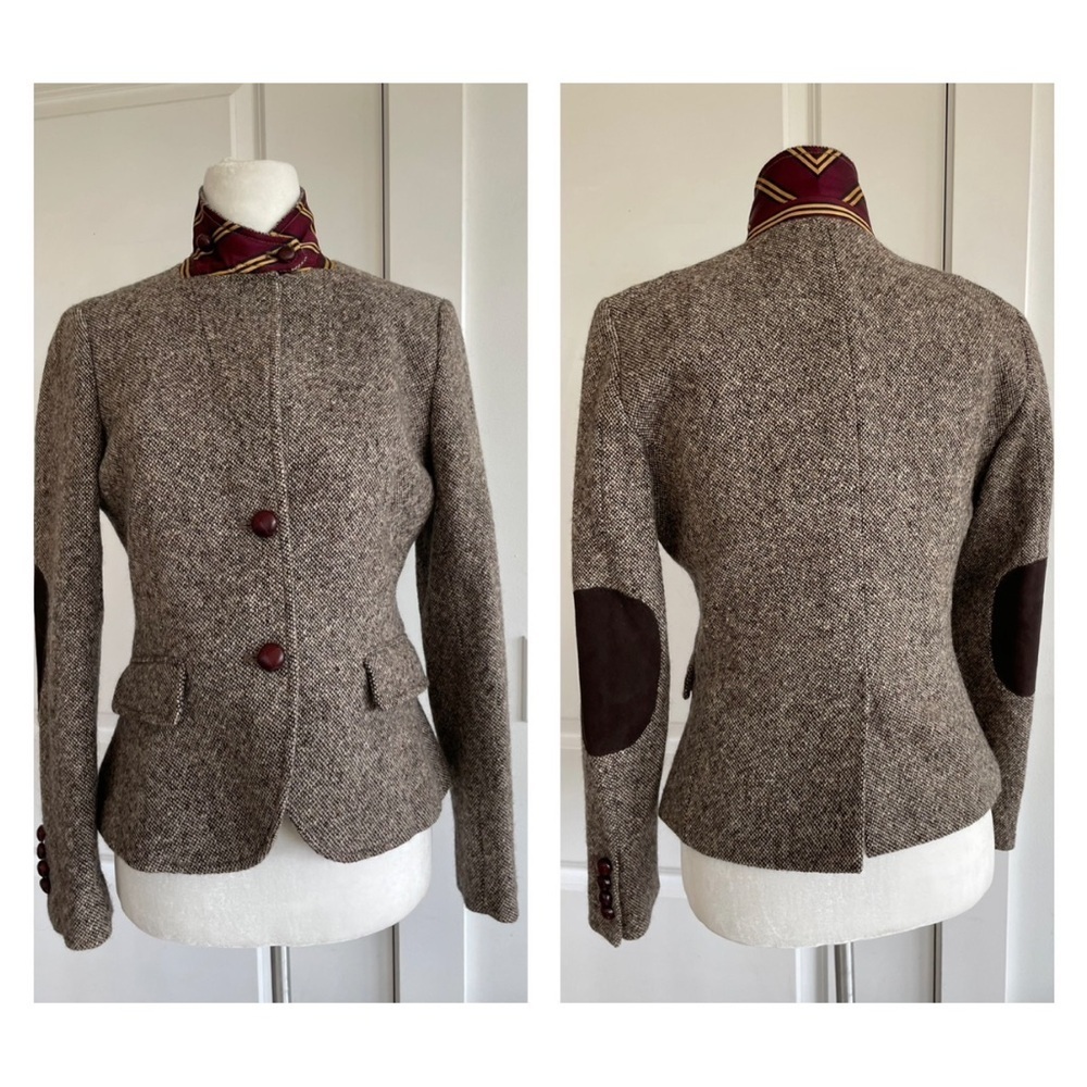 J.CREW by John Hanly Irish Tweed wool jacket Blazer contrast collar size 8 - Picture 5 of 17